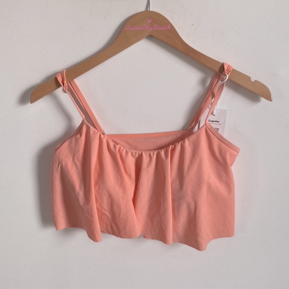 Cupshe Woman’s Falbala Ruffled Swimsuit Top ONLY Pink, Size S, NWT - Picture 6 of 8